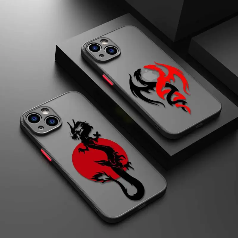 

Japan Dragon Samurai Clear Matte Phone Case For iPhone 15 11 14 13 12 Pro Max Mini X XR Xs 8 7 Plus 6 6S 5 5S Cover Bumper Funda