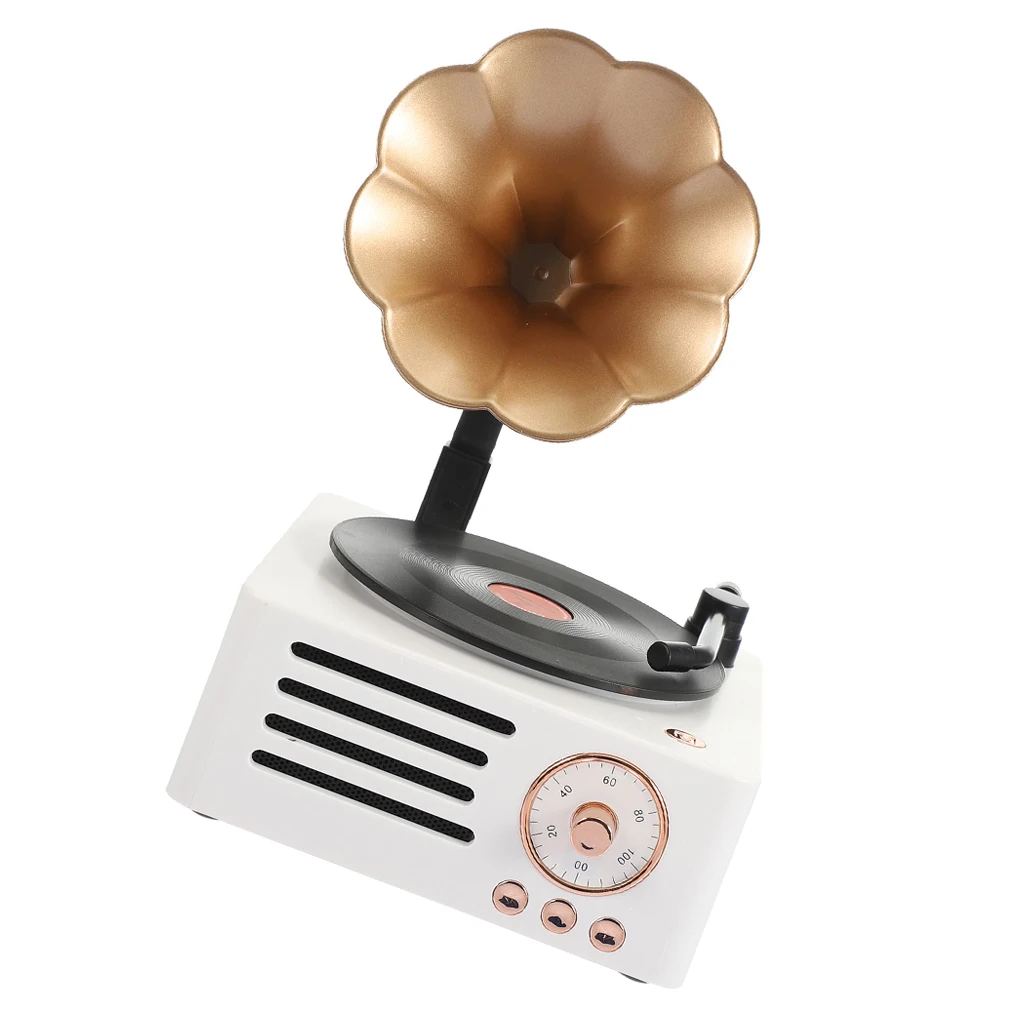 

Retro Mini Phonograph Speaker Record Music Player Trumpet Shaped Radio