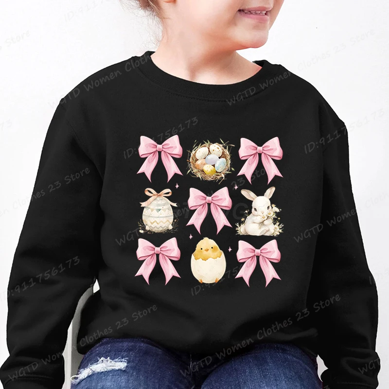 Пасхальный день бант кролик цыпленок пуловеры с круглым вырезом и принтом