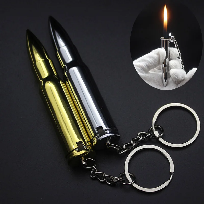 2023 Bullet Grinding Wheel Open Fire Metal Portable Lighter Kitchen Outdoor Barbecue Butane Gas Lighter Men's Gift