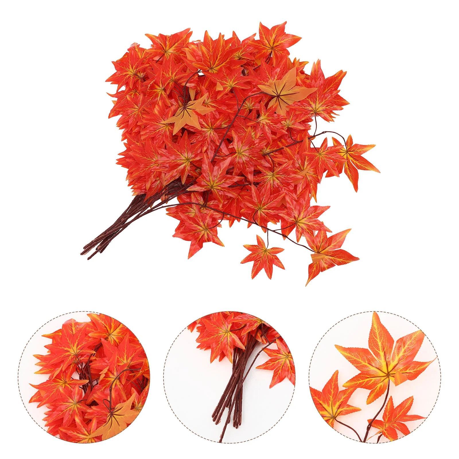 

Maple Leaf Fall Leaves Faux Artificial Picks Autumn Stems Fake Branches Decoration Stem Branch Halloween Silk Decor Table