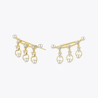 enfashion shiny pearl crystal stud earrings for women statement gold color lady cute earings fashion jewelry 2020 kolczyki e1164