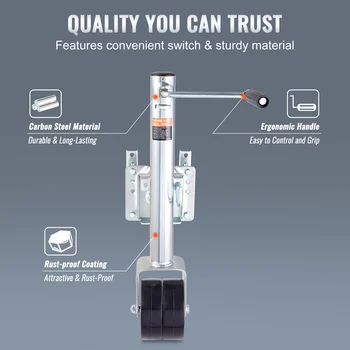 VEVOR 1000/1500/2000lbs Trailer Jack Tongue Stand with Solid Jockey Sidewind Round Wheel Lifting Boat RV Parts Accessories 4