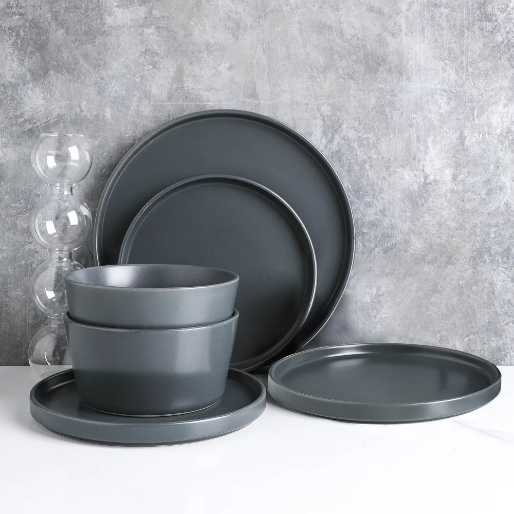 

Celina Stoneware Collection, Round Dinnerware Set, 24-Piece Service for 8, Dishes and Plates Sets