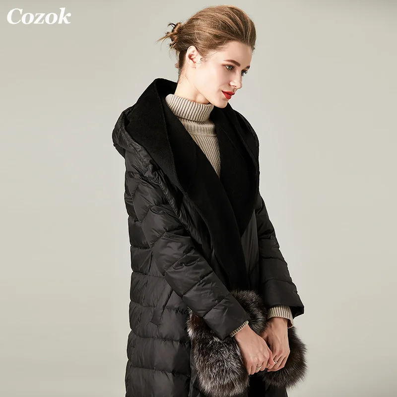 Women's Winter Jacket Clothes 2021 Long Fake Two Down Jackets High Quality Wool Large Lapel Collar Coats for Female enlarge