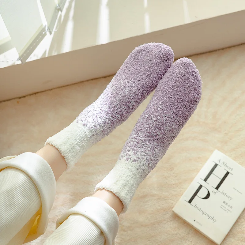 Winter new style starry half velvet mid-tube warm and thick fashion simple and versatile trend socks