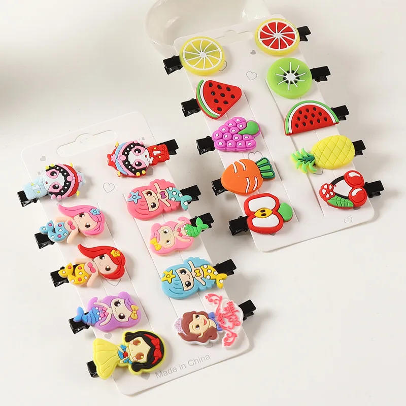 

10Pcs/Set Children's Cute Cartoon Hairpin Little Princess Bangs Girl Side Clip Baby Fruit Hairpin Does Not Hurt Hair