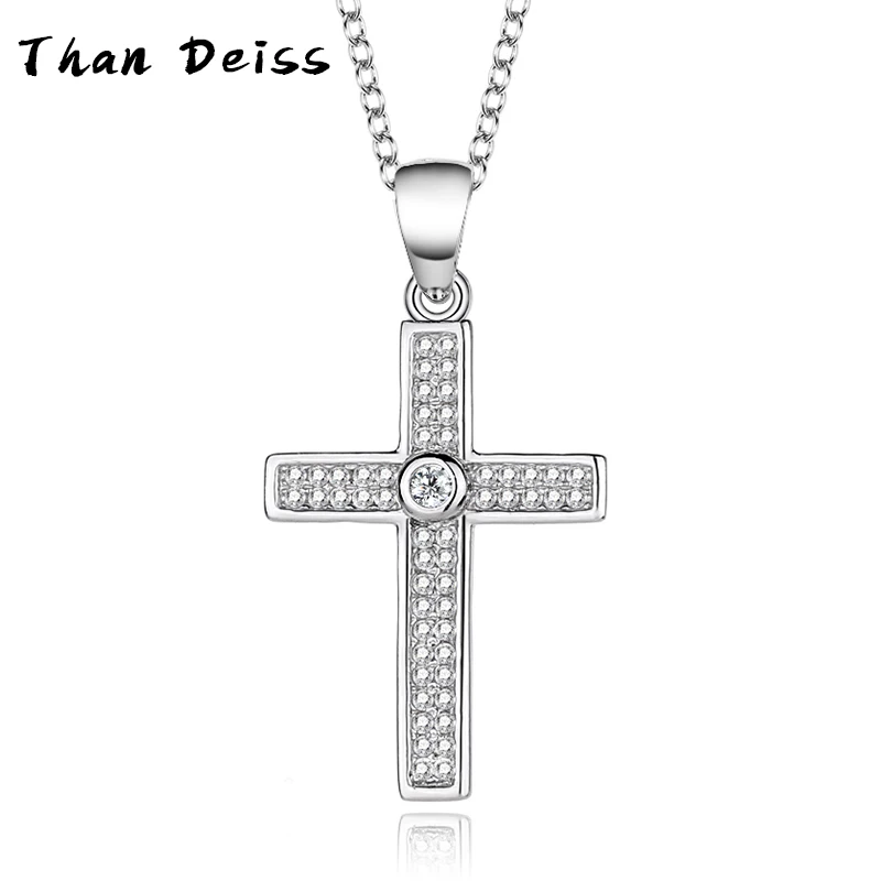 

Japan And South Korea S925 Sterling Silver Full Of Diamonds Zircon Cross Hip Hop Pendant Simple Necklace Female Jewelry Wholesal