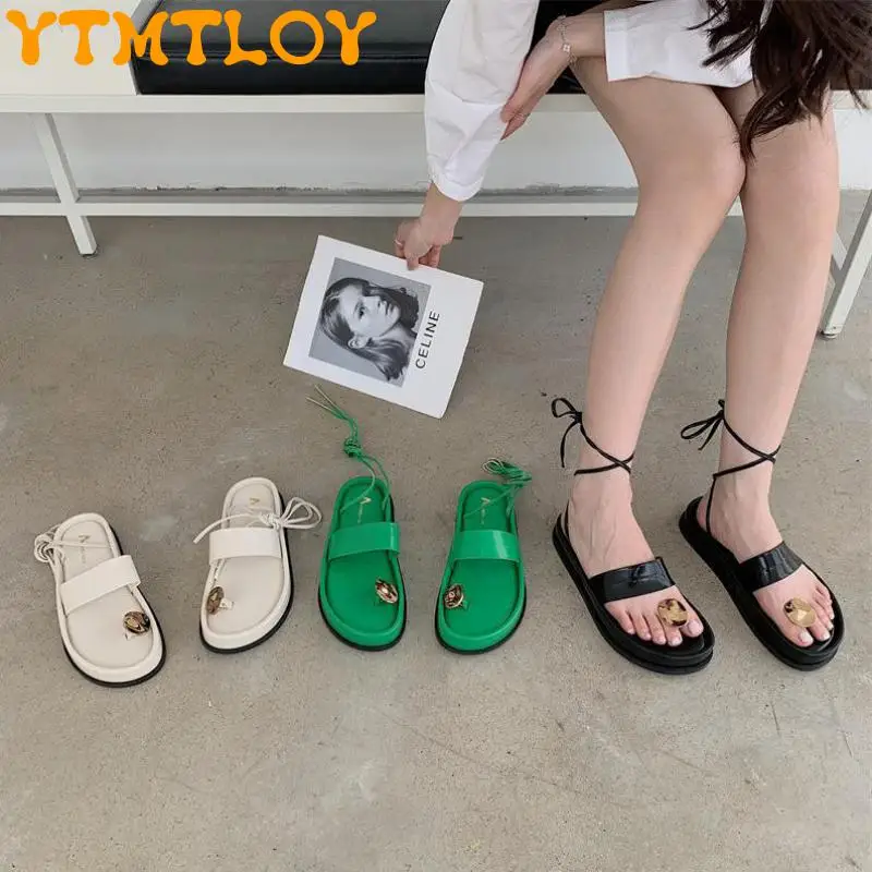 

Toe Sandals Women's 2022 Summer New French Niche Cross Straps Korean Version Of The Net Red Super Hot Thick-soled Roman Shoes