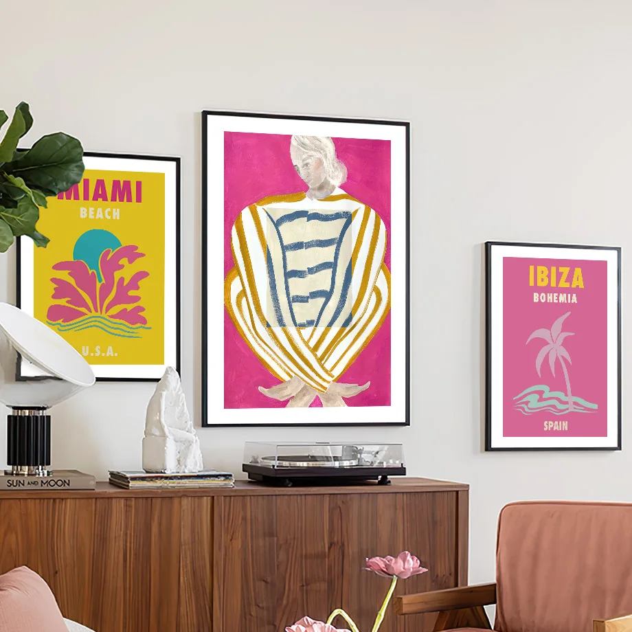 Пляжная Ибица Майами богемная Настенная картина абстрактная полосатая Пижама