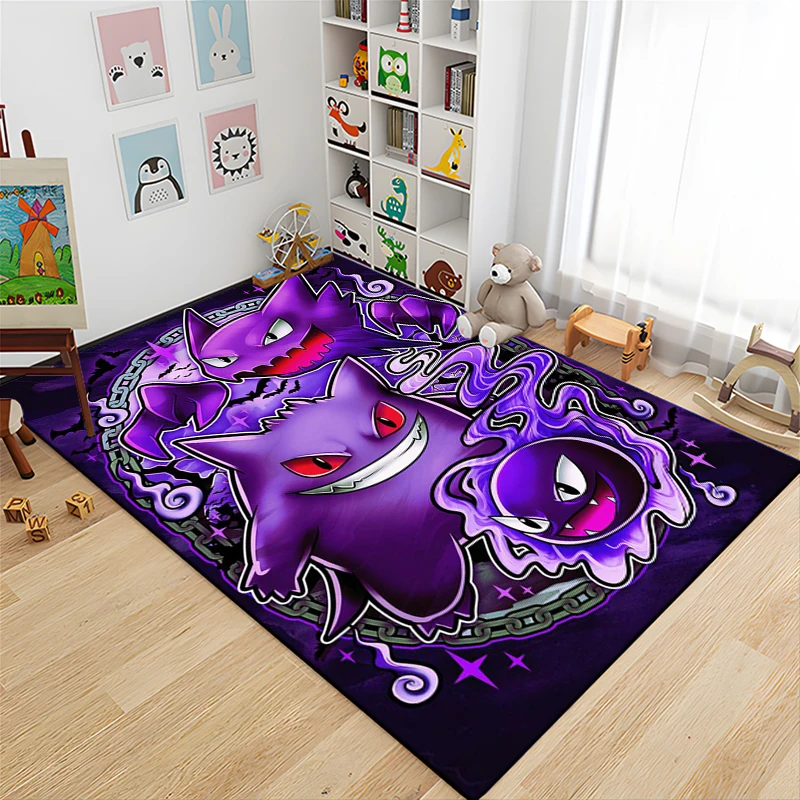 Фото Мультяшный большой коврик с принтом покемона Gengar, ковер для дома, гостиной, детской спальни, дивана, нескользящий детский коврик для двери, декоративный коврик №1