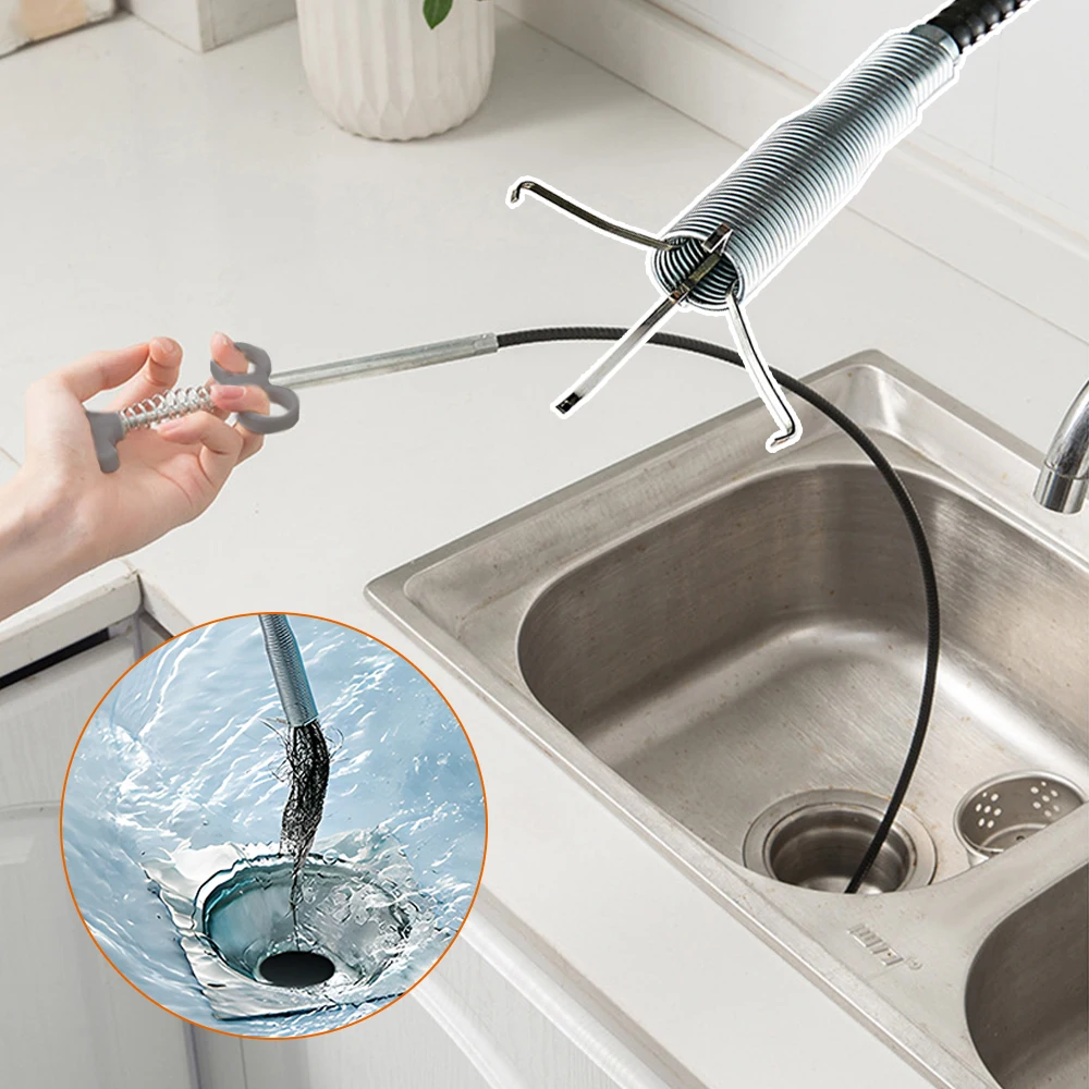 

Sewer Pipe Unblocker 60/90/160cm Blockage Hook Kitchen Sink Dredging Tool Clog Plug Hole Shower Pipeline Bathroom Hair Cleaner