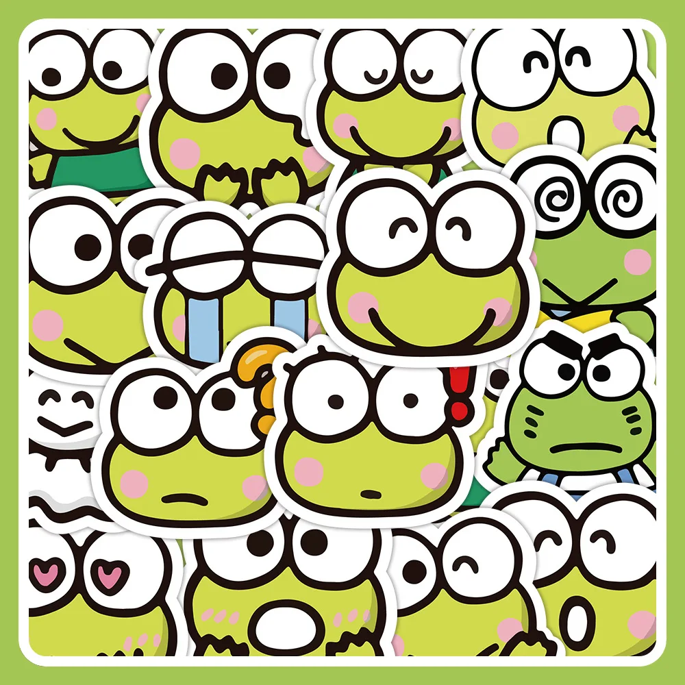

60PCS Big-eyed Frog Cute Cartoon Stickers Sanrio Colobi Expression Phone Case Thermos Cup Children's Decorative Stickers