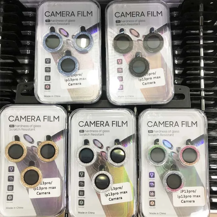 100pcs/lot Diamond Metal Camera Protector for For IPhone 13 14 11 Pro Max Camera Protector Lens Protection Glass with retail box
