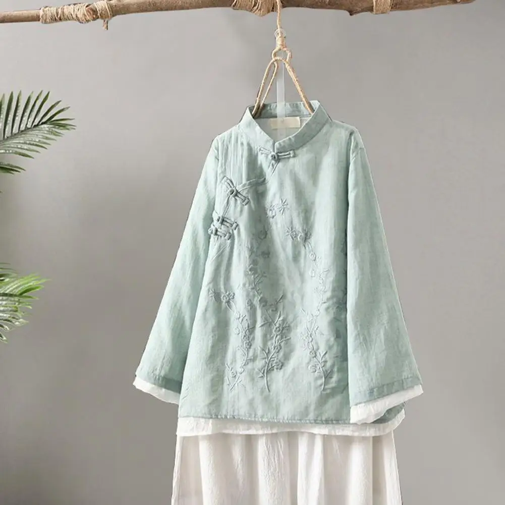 

Women Shirt Fabulous Long Sleeves Stand Collar Plus Size Vintage Shirt Lady Garment Women Spring Retro Top Vintage Shirt