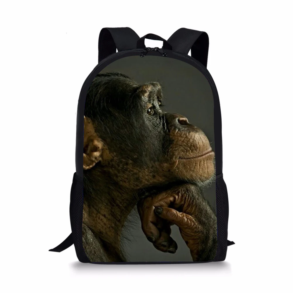 Chimpanzee Print Backpack Portable Casual Outdoor Travel Children's Knapsack Durable Large Capacity School Bags for Girls Boys