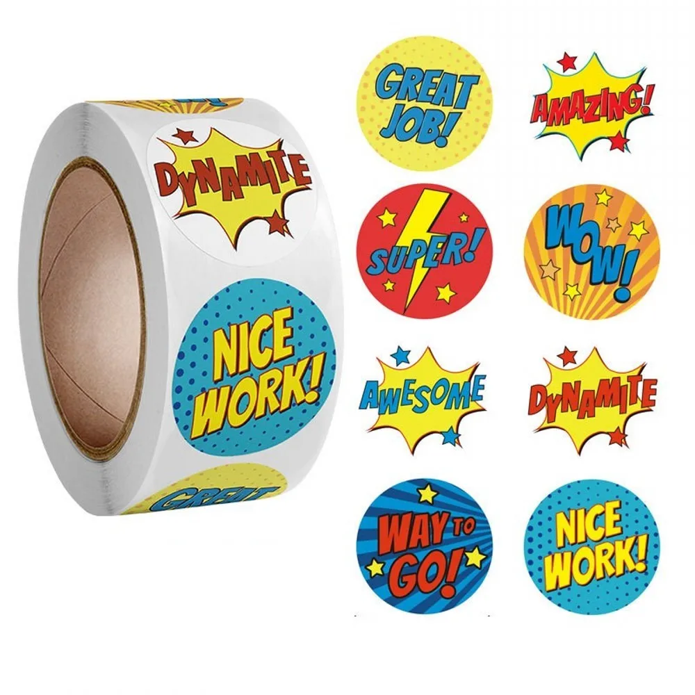 

100pcs/1lot Cartoon Reward Stickers Encouragement Sticker Roll For Kids Motivational Stickers Cute Animal For Encourage Students