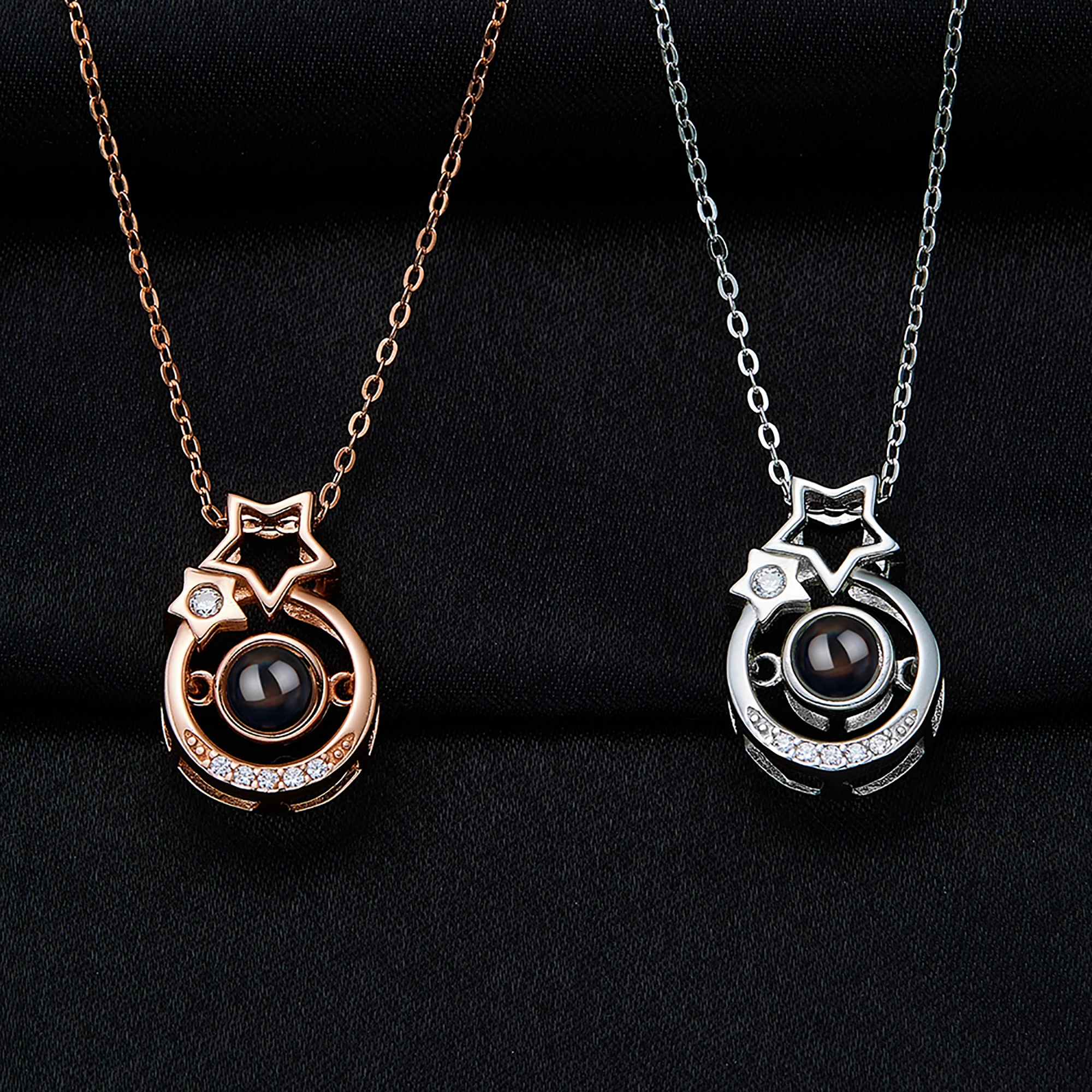 

I Love You Necklace 100 Languages Pendant 925 Silver Romantic Gift Custom Photo Projector Pendant Necklace Gift For Girlfriend