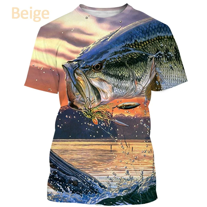 

2022 Printed Fish Hunting Pattern Design T-shirt Special T-shirt for Fishing Lovers Funny Animal Fish Printed Shirt Top