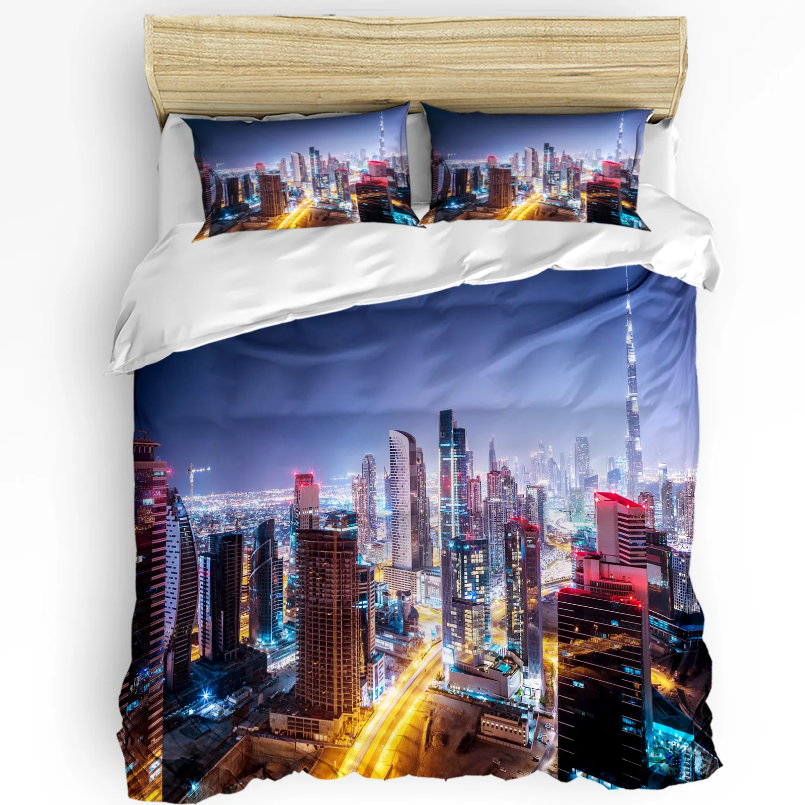 

Night City Building Printed Comfort Duvet Cover Pillow Case Home Textile Quilt Cover Boy Kid Teen Girl Luxury 3pcs Bedding Set