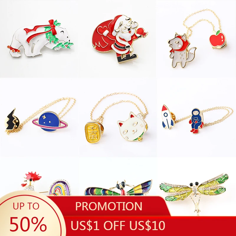 VIVILADY винтажная Милая брошь из сплава с мультяшным животным цыпленком медведем стрекозой лиса для женщин мужчин ювелирные изделия рождественские аксессуары подарок