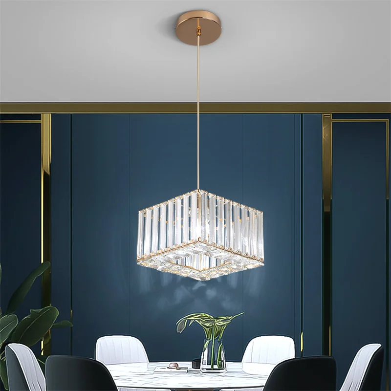 Квадратная Хрустальная подвесная люстра K9 скандинавский комнатный потолочный