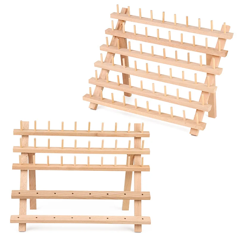 

Sturdy Standing Thread Holder 46/60Spool Sewing Thread Rack Wooden Embroidery Thread Organizer Storage Holder for Sewing Thread