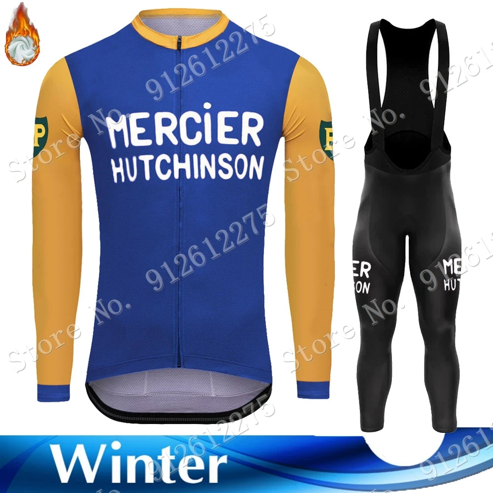 

Team Mercier 2021 Cycling Jersey Set Winter Retro Cycling Clothing Men Road Bike Thermal Jacket Suit MTB Maillot Ropa Ciclismo