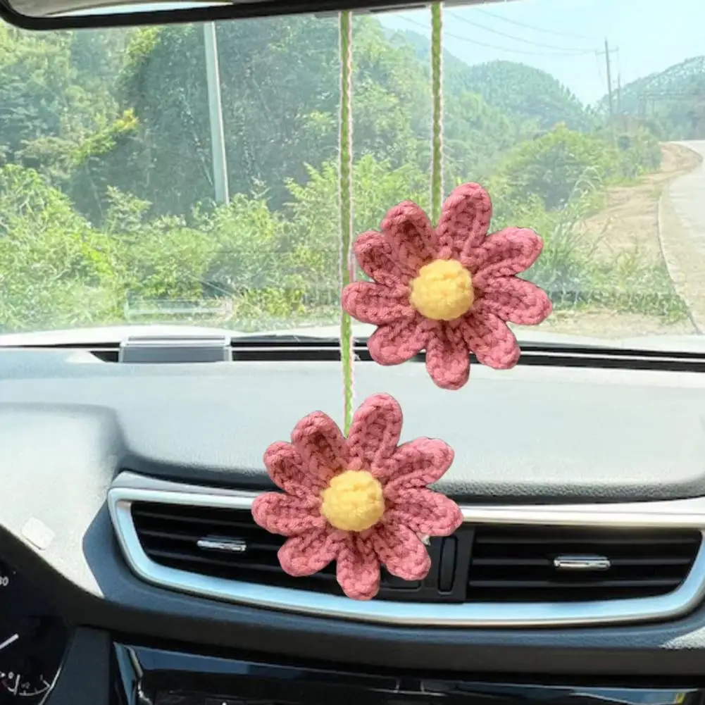 

Car Decoration Realistic Handmade Flower Ornament Easy-to-hang Charm for Car Rear View Mirror Unique Automotive Decor Handmade