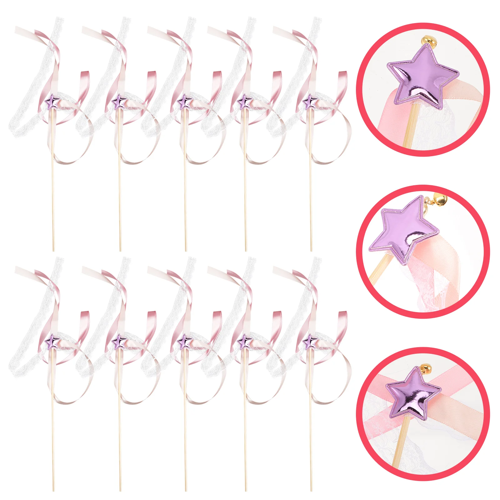 

10Pcs Ribbon Sticks Fairy Wands Party Streamers Decor for Wedding Birthday Festival