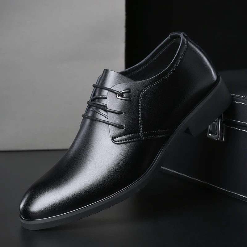 

Мужские классические туфли оксфорды, черные кожаные туфли на шнуровке, повседневные деловые туфли с острым носком, мужская деловая обувь для свадьбы, вечеринки