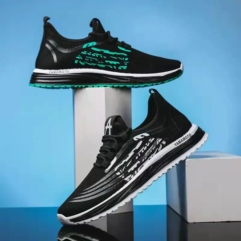 

Модные мужские спортивные туфли летающие плетеные сетчатые дышащие легкие балансирующие Нескользящие уличные Повседневные Легкие кроссо...