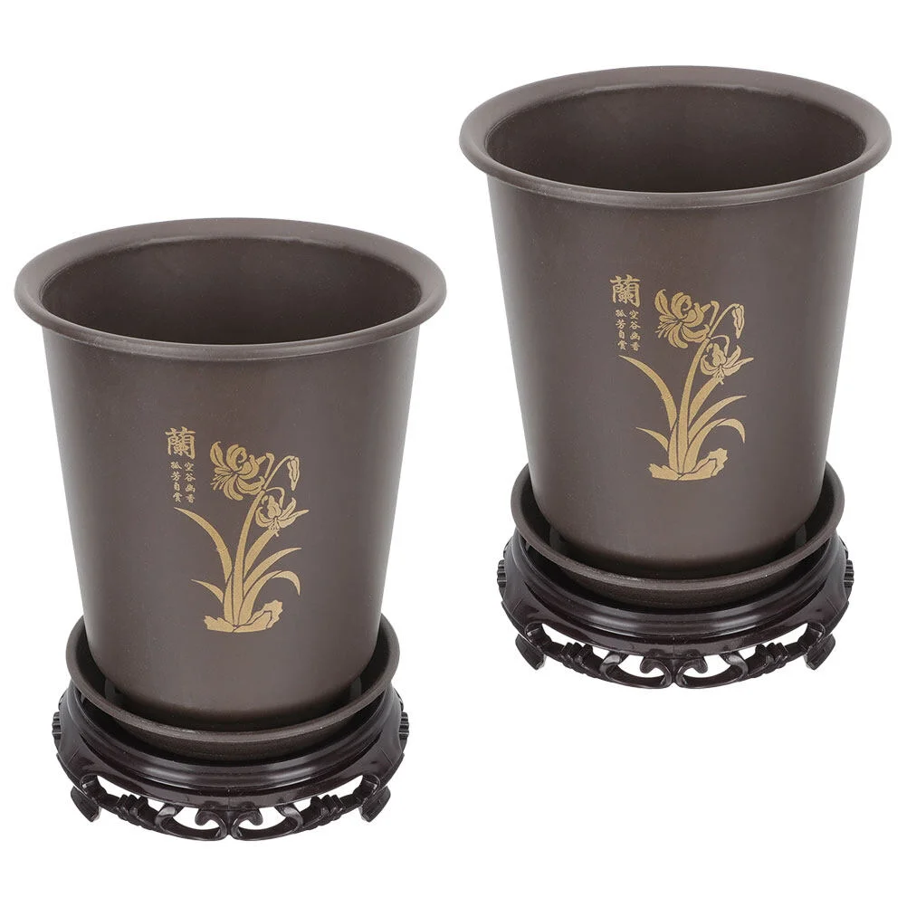 

2 Sets Orchid Stand Flower Planting Holder Planter Pot Indoor Bonsai Plants Pots Nursery Outdoor Planters Flowerpot