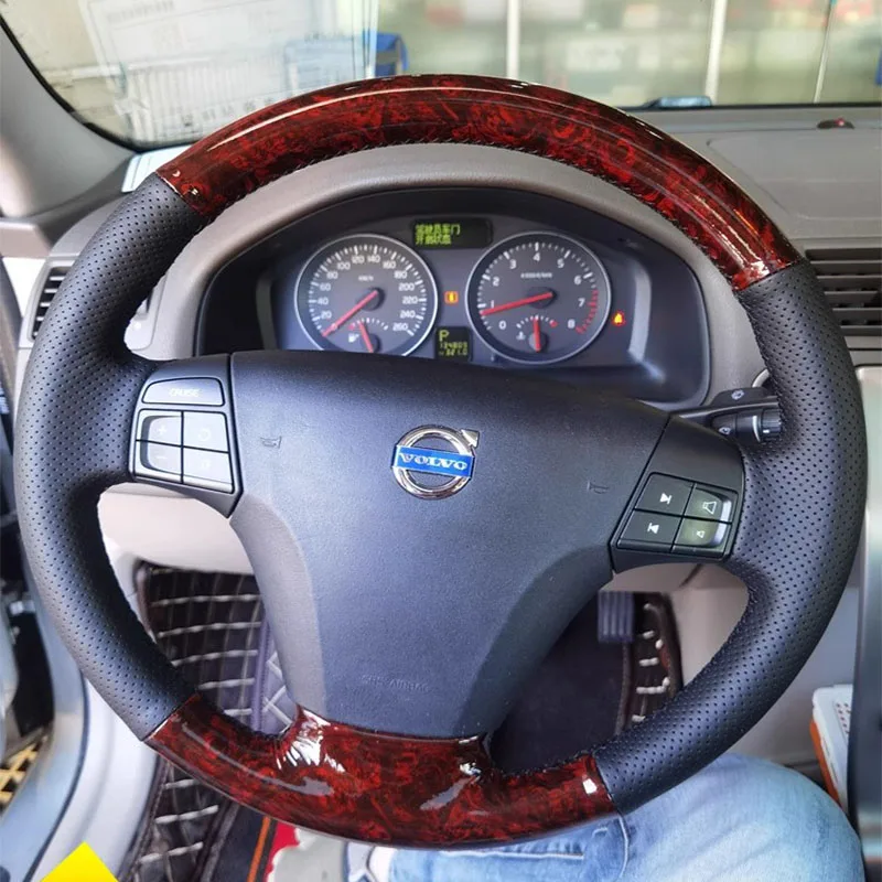 Для Volvo S40 2006-2012 V50 2005-2011 ручная строчка из черной натуральной кожи с отделкой под