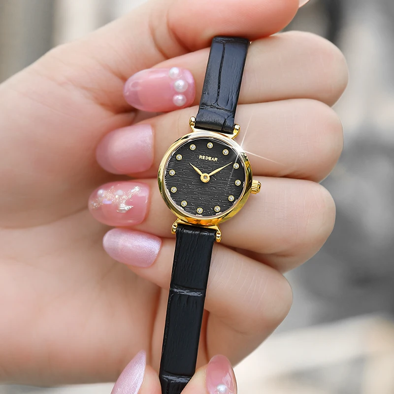 

20mm Diameter Women Watch Fashion Small Mini Dial Watches Diamond Inlay Luxury Genuine Leather Ladies Quartz Clock Female Reloj