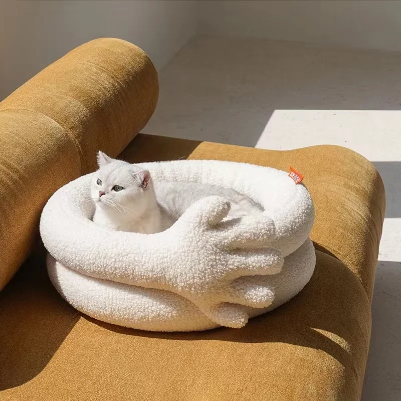 

Съемное гнездо для кошек, зеленая кровать для домашних питомцев, собачья будка, кошка, теплый коврик, полузакрытый мягкий длинный спящий котенок, пещера, товары для щенков