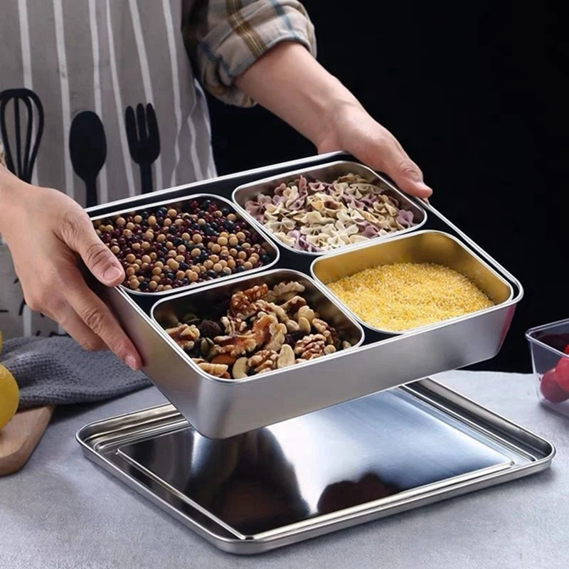 1 шт. 4 сетки коробка для приправ с крышкой прямоугольный органайзер домашних