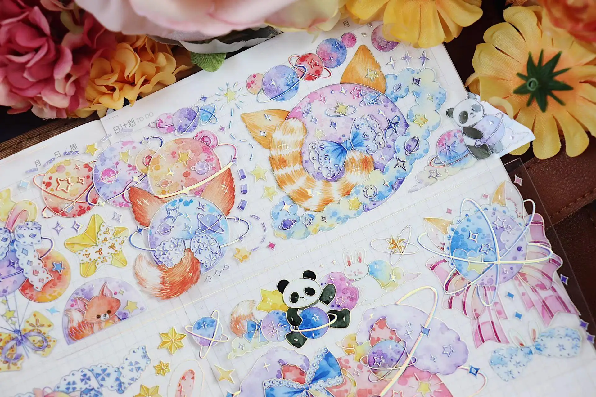 

Fairy Dreamy Panda Shiny PET Tape for Card Making DIY Scrapbooking Decorative Sticker