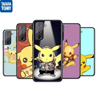 pikachu cute anime baby for samsung galaxy s22 s21 s20 ultra plus pro s10 s9 s8 s7 4g 5g soft black phone case funda coque cover
