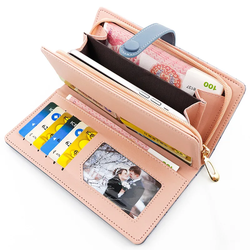 long womens wallet female stone pattern zipper coin purses luxury designer card holder clutch ladies money bags handbags free global shipping