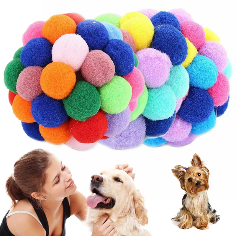 

2020 Hot Sale Pet Cat Ball Toy Colorful Handmade Bells Bouncy Balls Built-In Catnip Interactive Toy Home Pet Cat Supplies