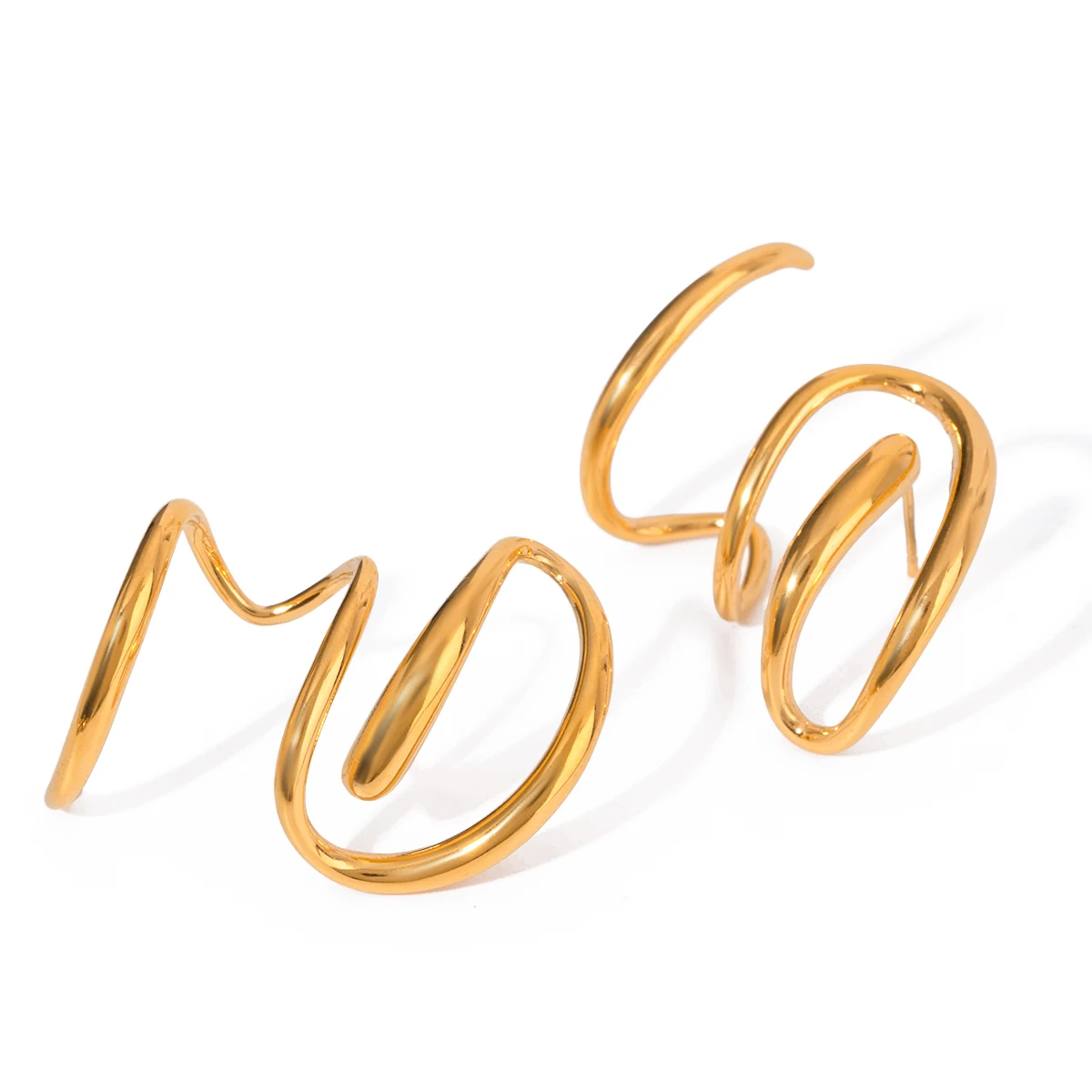 Минималистичные позолоченные серьги из нержавеющей стали 18 карат дизайн с