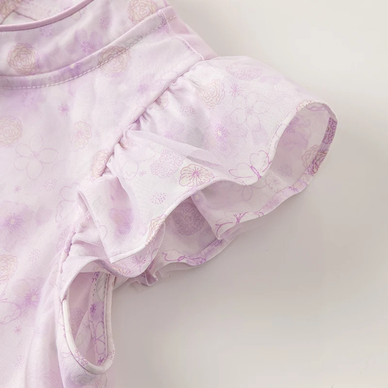 Платье детское летнее с коротким рукавом и цветочным принтом DB2241021