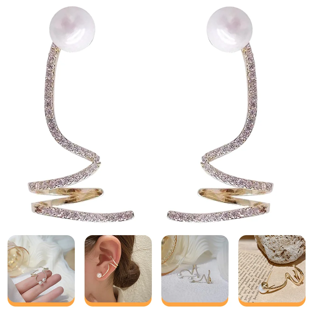 

1 Pair Ear Climber Crawler Earrings Stud Earrings Rhinestone Earrings Ear Cuffs