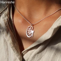 hanreshe kidney medical pendant necklace siver plated simple medicine anatomy human organ jewelry necklace for doctors nurses