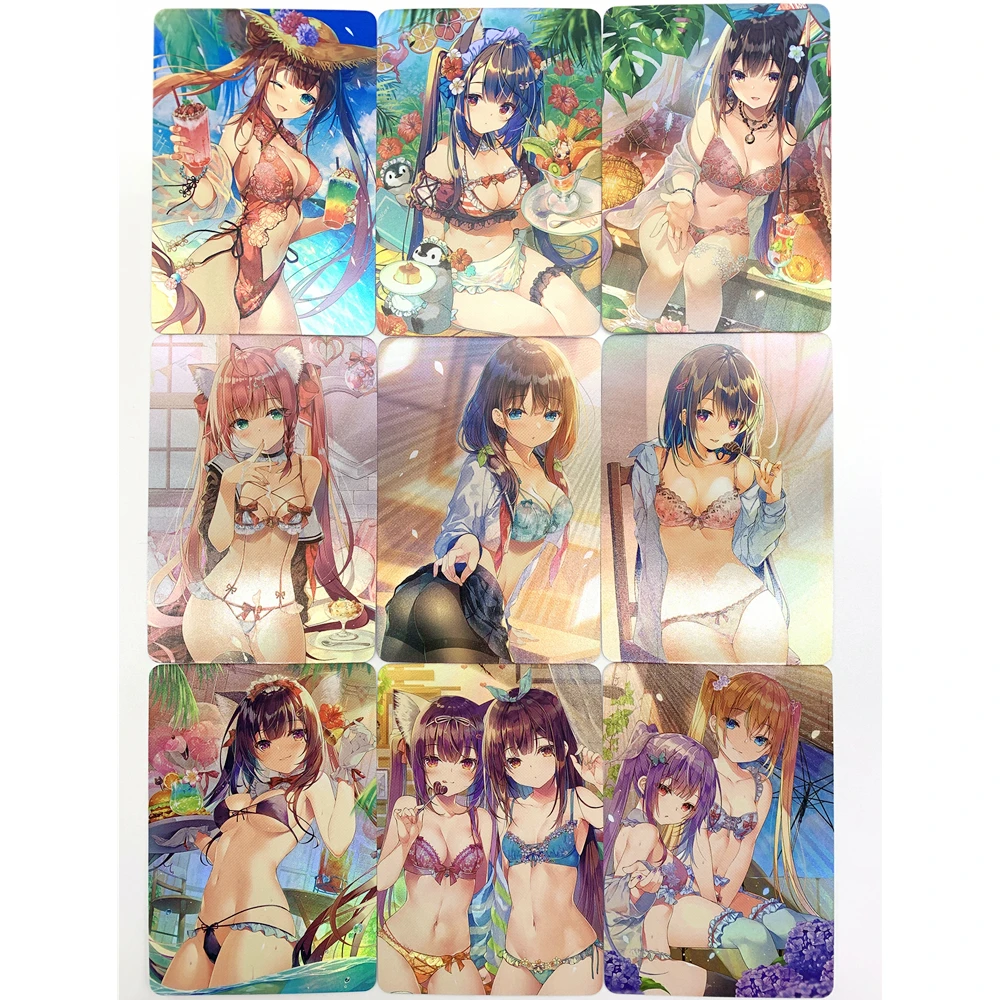

9PCS/ACG Sexy Swimwear Girl Double-sided Anime Card Sexy Nude Color Toy Hobby Collection Gentleman Card Leizi