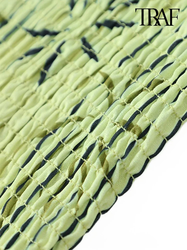 TRAF Женский Плиссированный Топ Без Рукавов С Принтом В Стиле Ретро