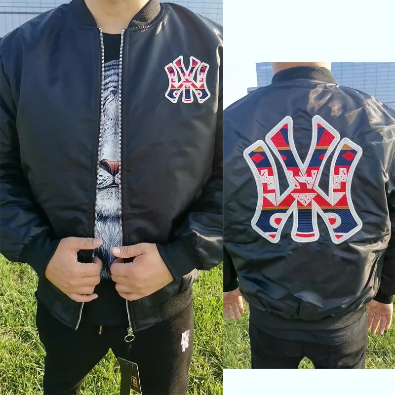 

jacket Autumn Fashion Men Military Bomber Jacket Casual Letter embroidery Rib sleeve Pilot Thin high Collar Male Slim Fit korean