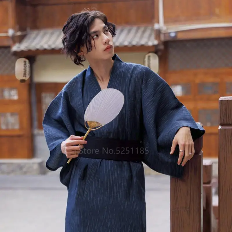 

Японское традиционное кимоно самурая, ночная рубашка унисекс, юката, халат, домашняя пижама, одежда для косплея, фотография, хлопковый компл...