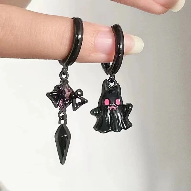 

Y2k 2000s Aesthetic Ghost Style Piercing Dangle Earrings for Women Gothic Sweet Punk Black Gold Color Fashion Jewelry